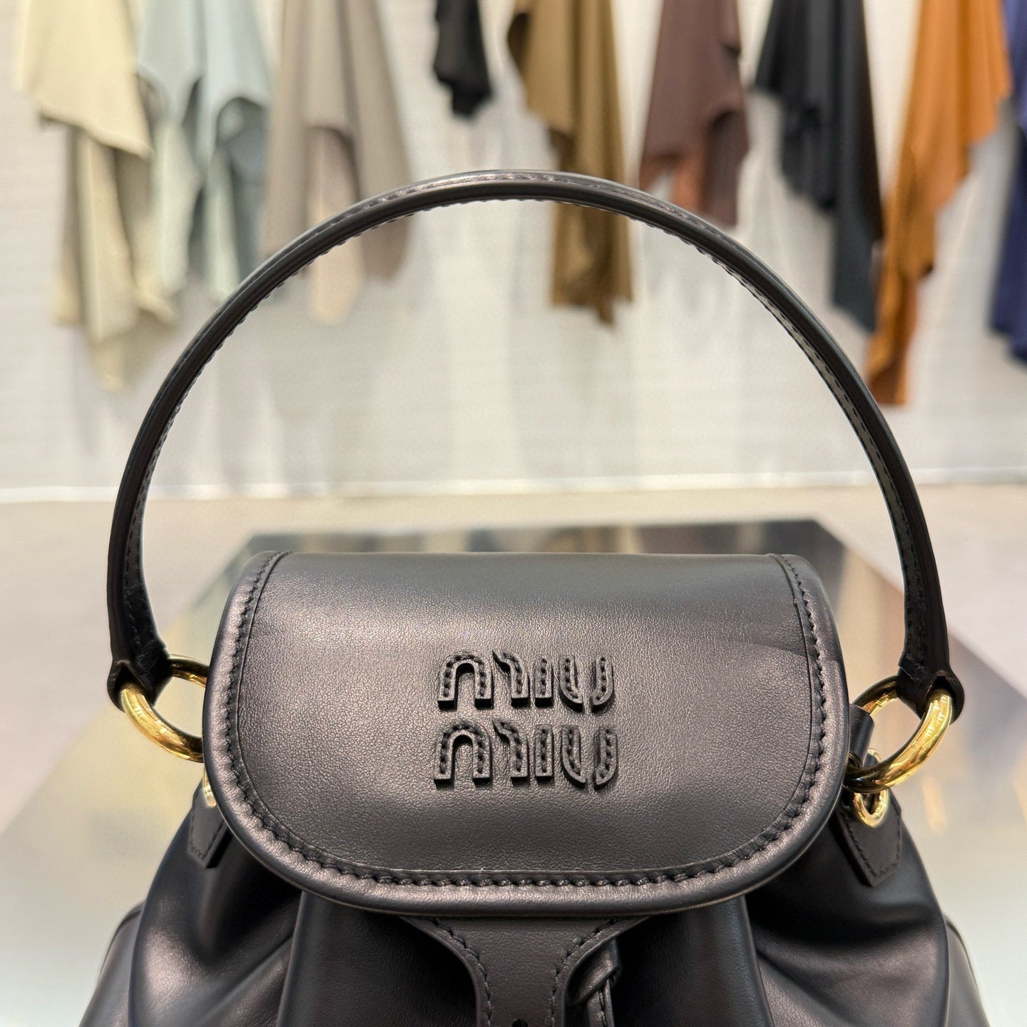 MIU M LEATHER BACKPACK