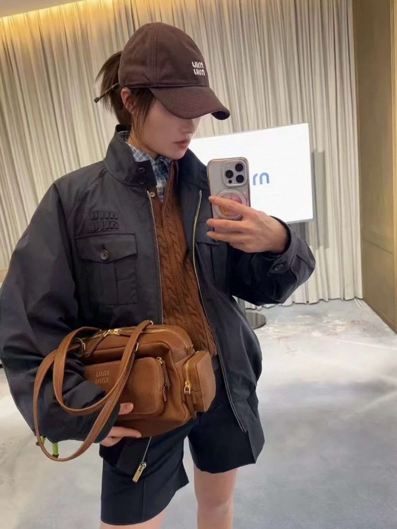 MIU M NAPPA LEATHER TOP HANDLE BAG