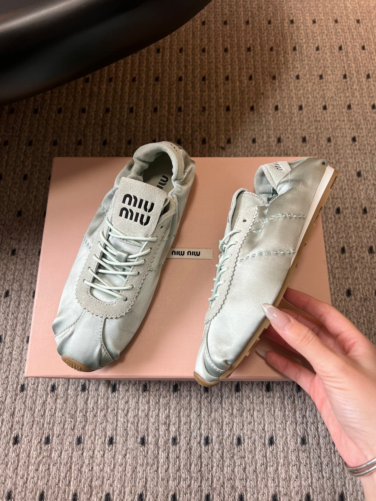 MIU M SATIN SNEAKERS