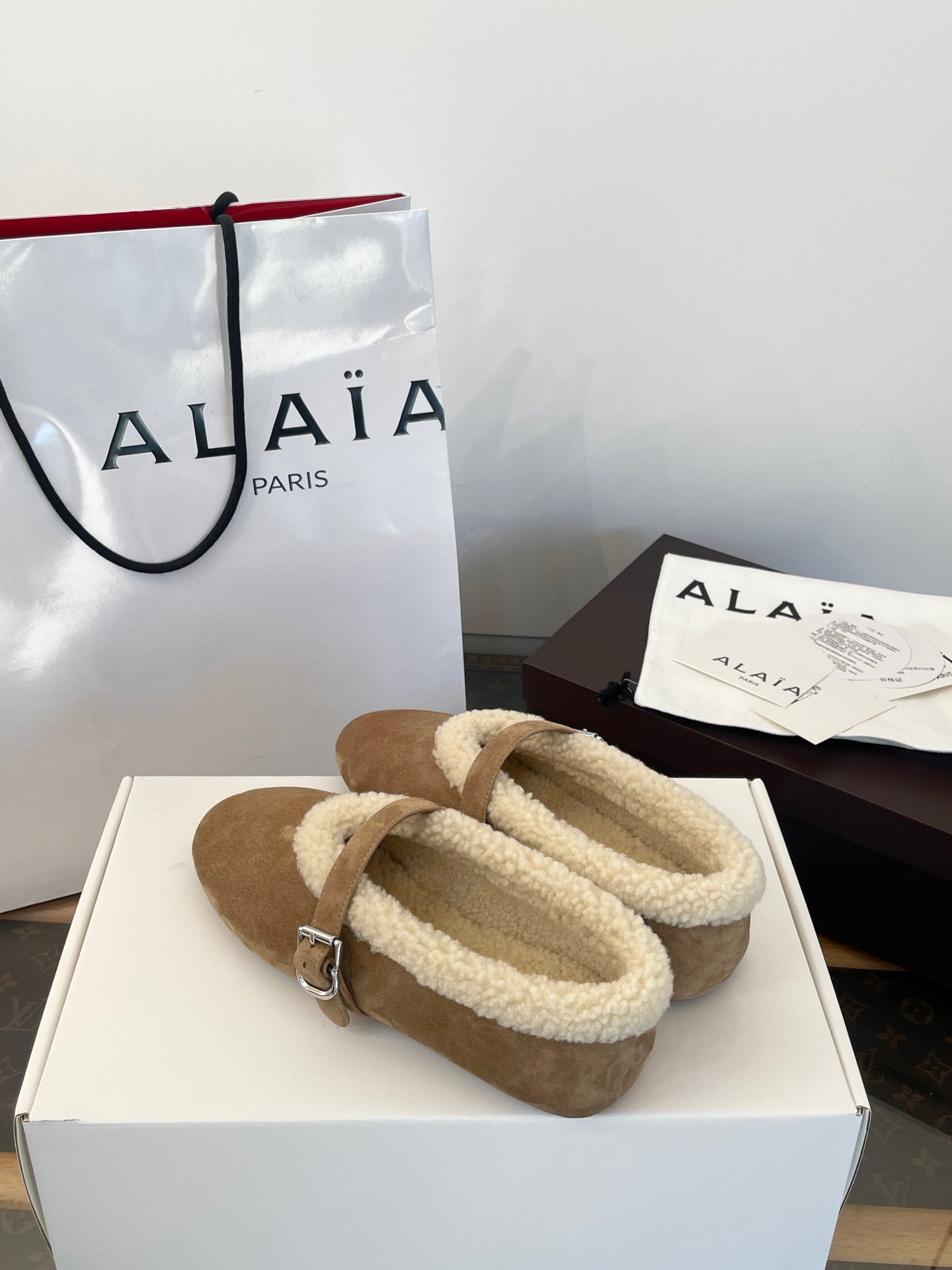 ALAIA FUR BALLET FLATS