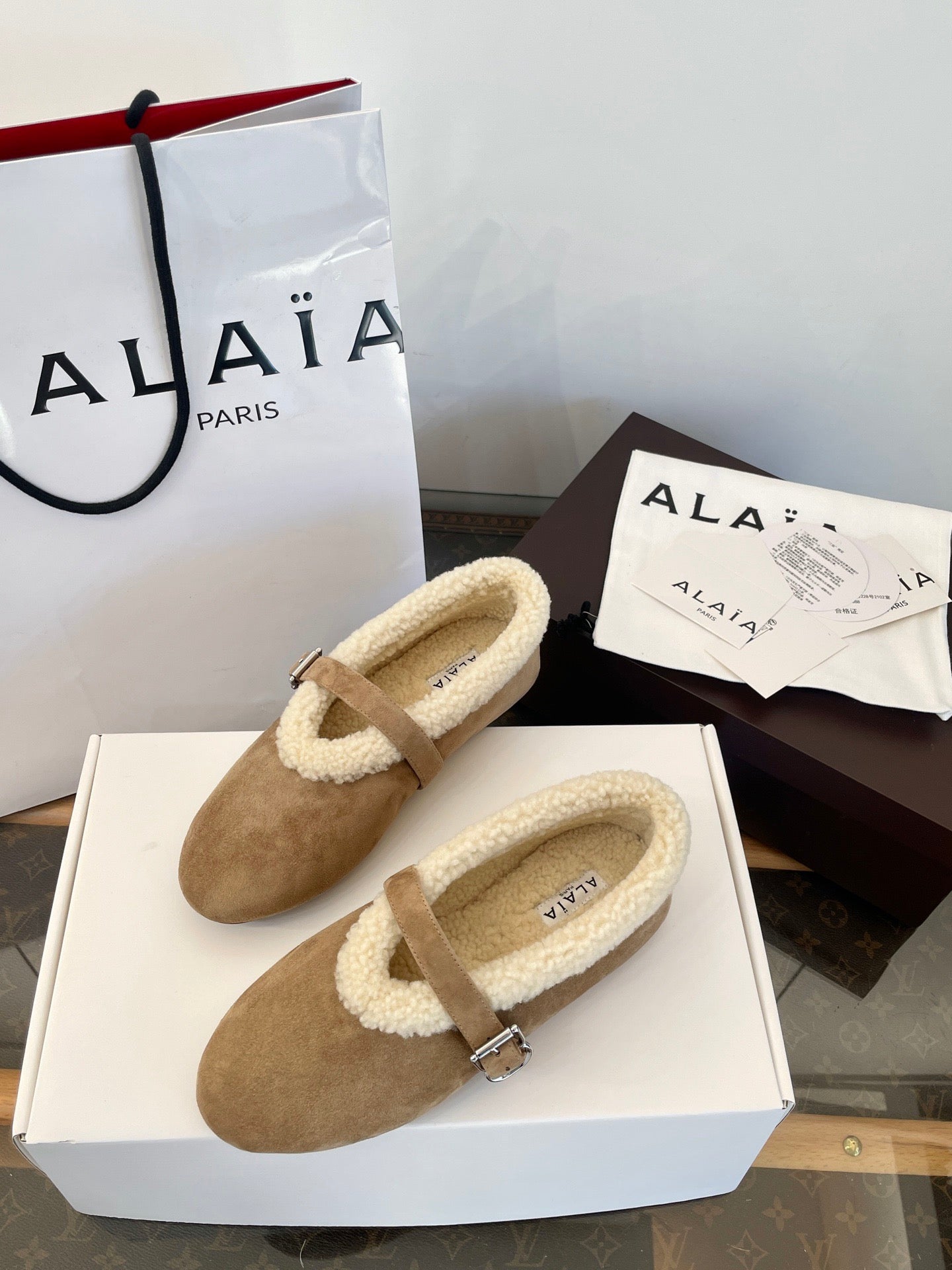 ALAIA FUR BALLET FLATS