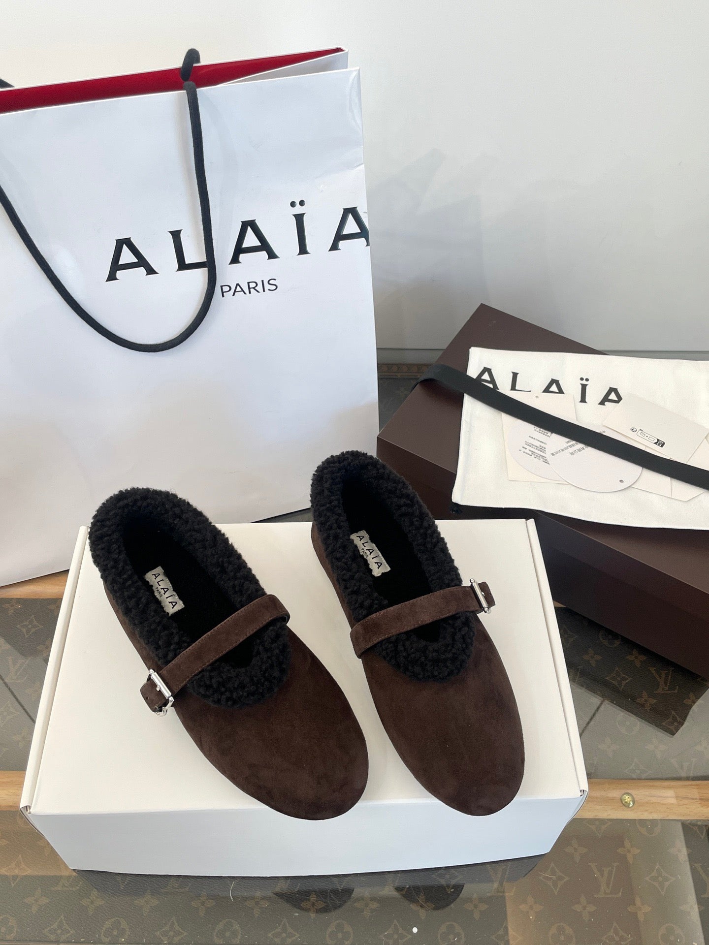 ALAIA FUR BALLET FLATS