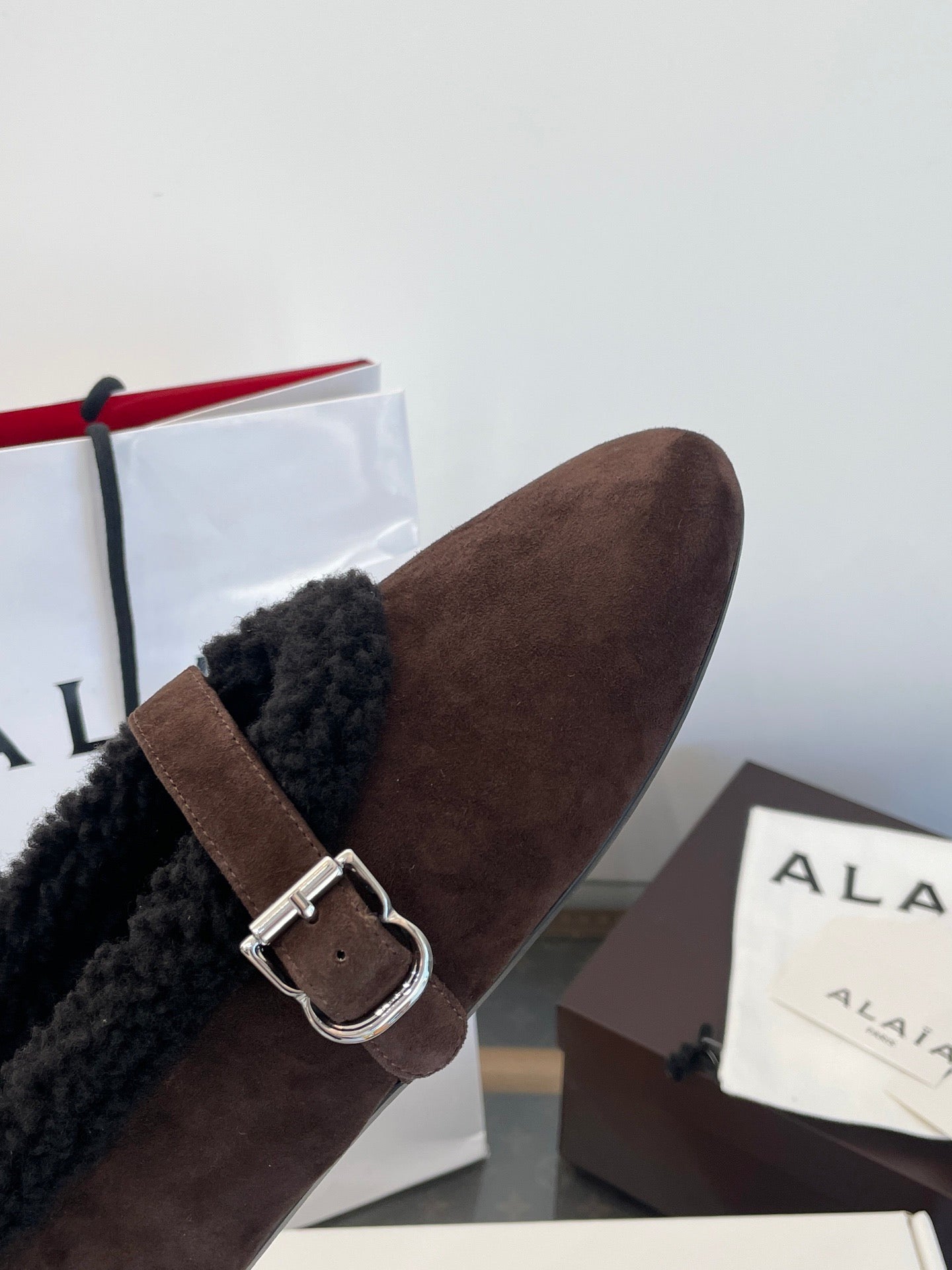ALAIA FUR BALLET FLATS