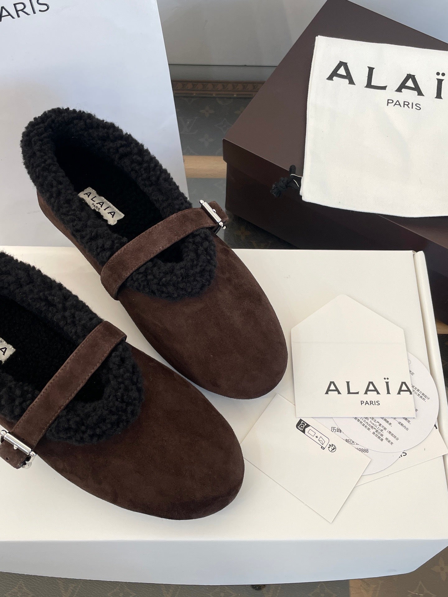 ALAIA FUR BALLET FLATS