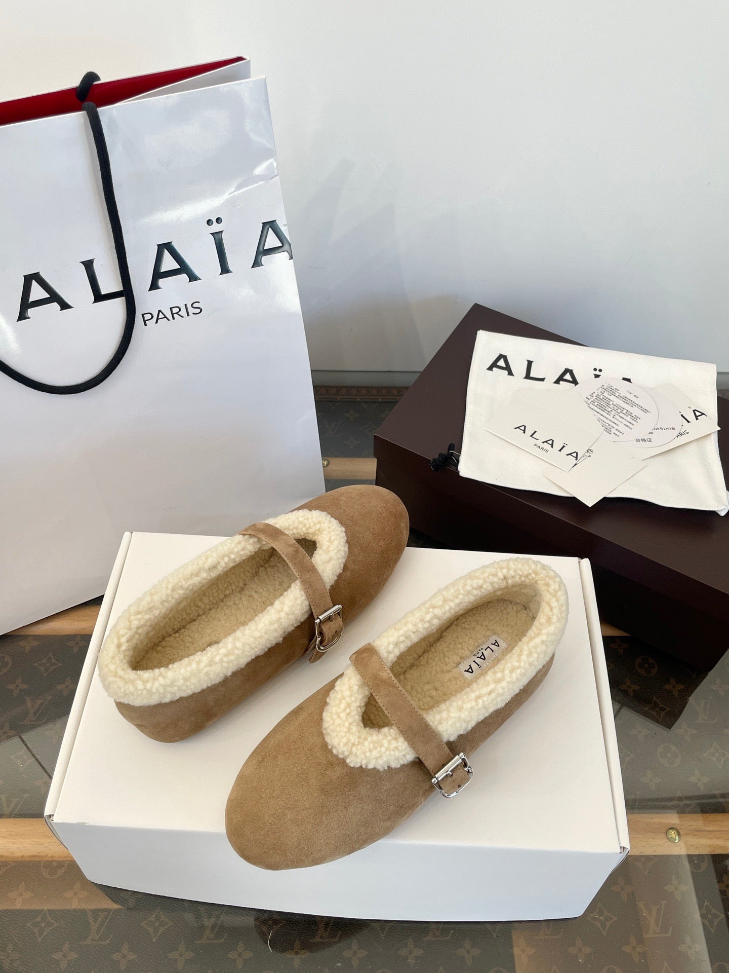 ALAIA FUR BALLET FLATS
