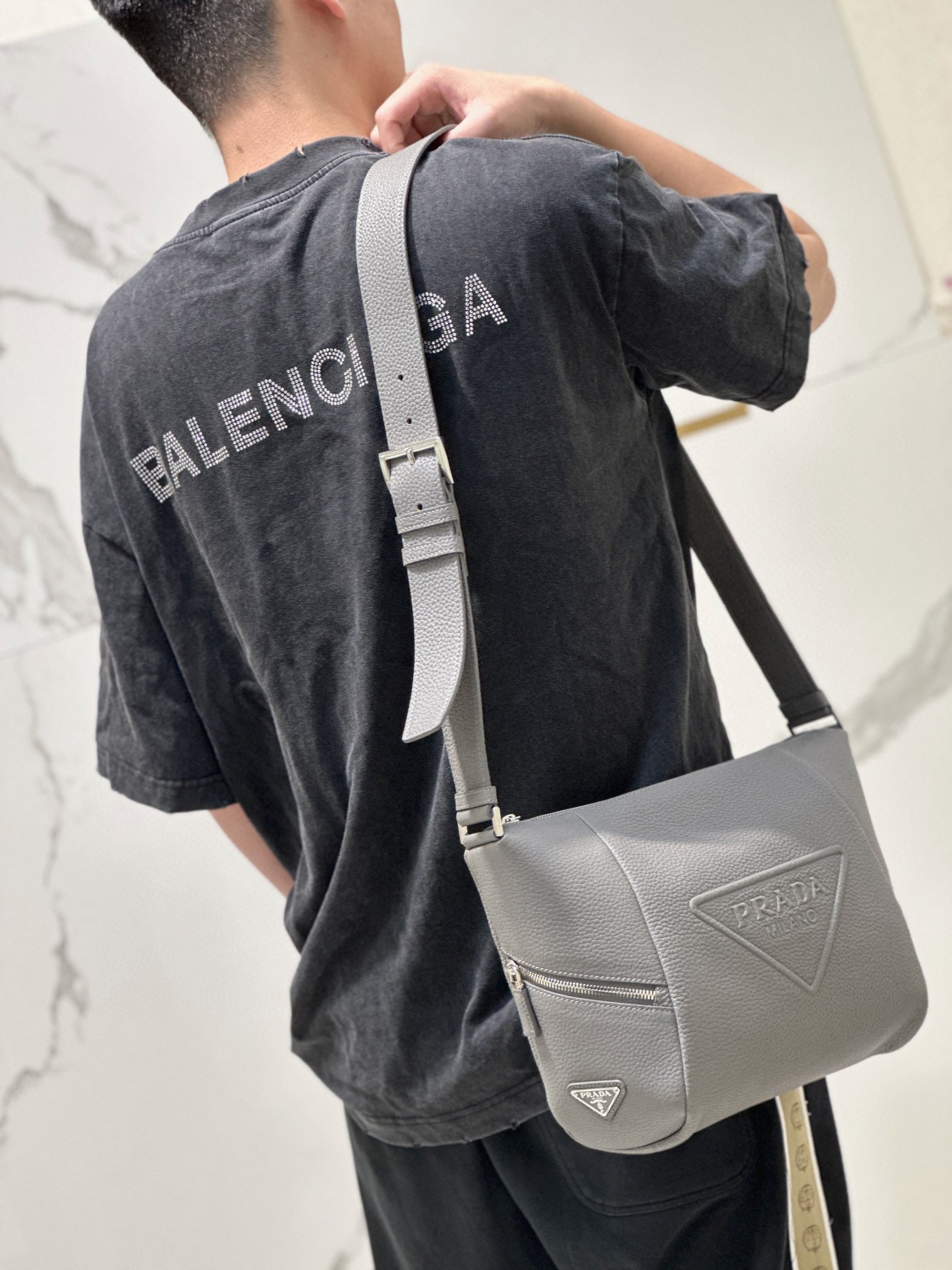 PD LEATHER BAG WITH SHOULDER STRAP