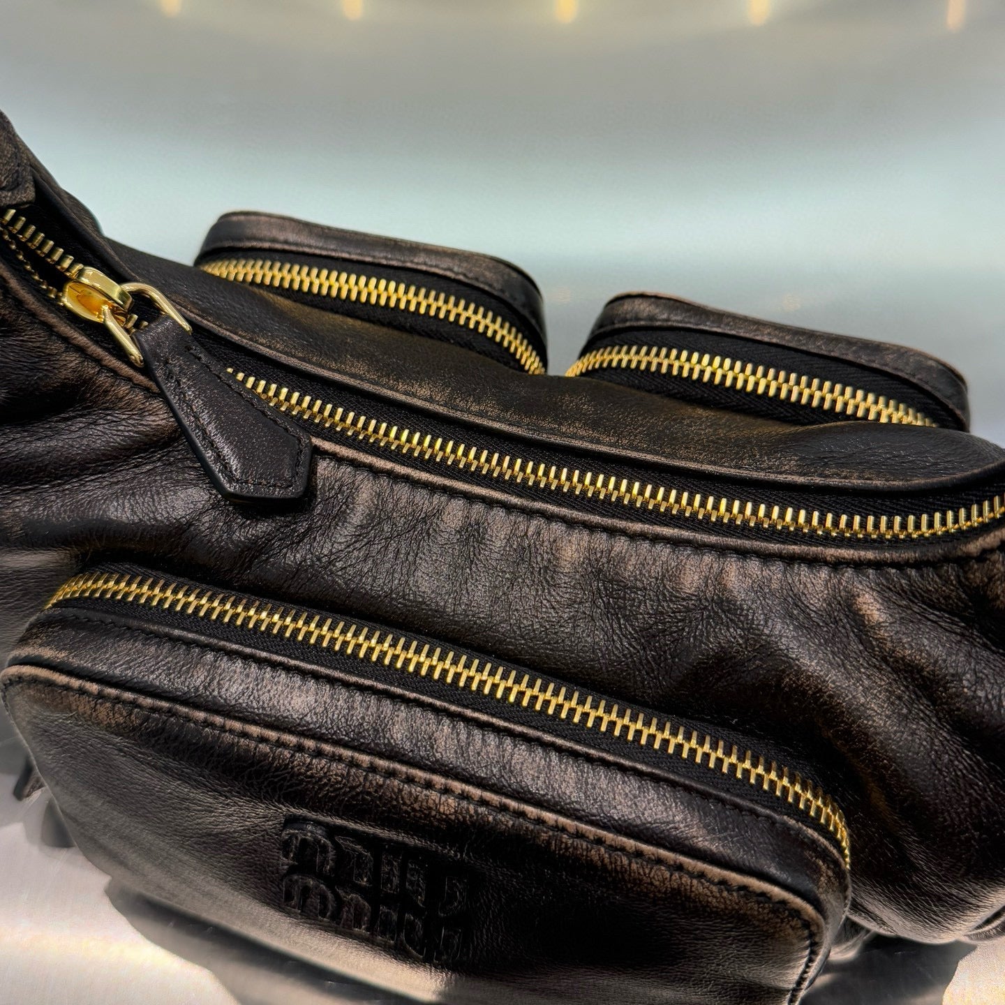 MIU M POCKET NAPPA LEATHER BAG