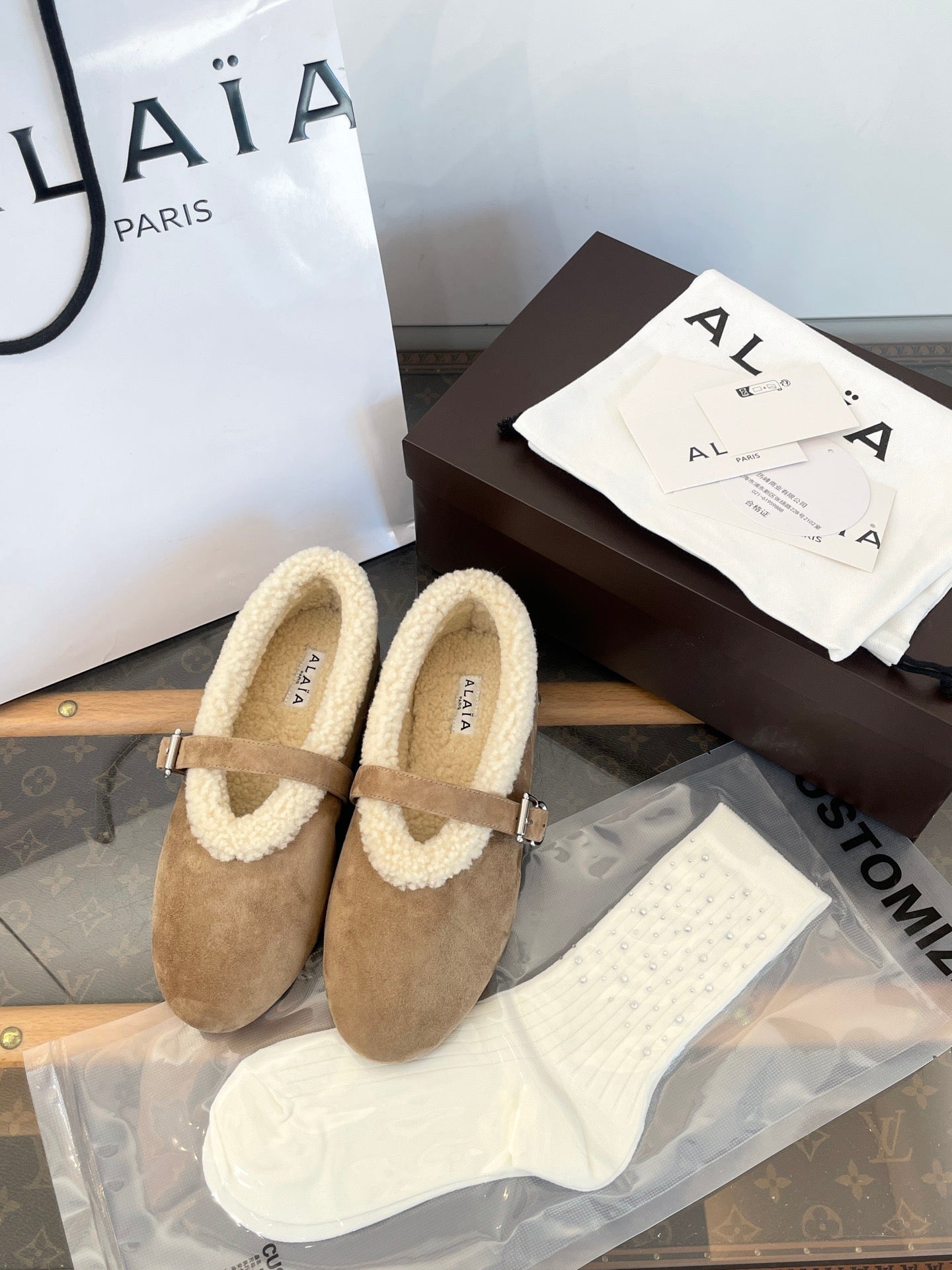 ALAIA FUR BALLET FLATS