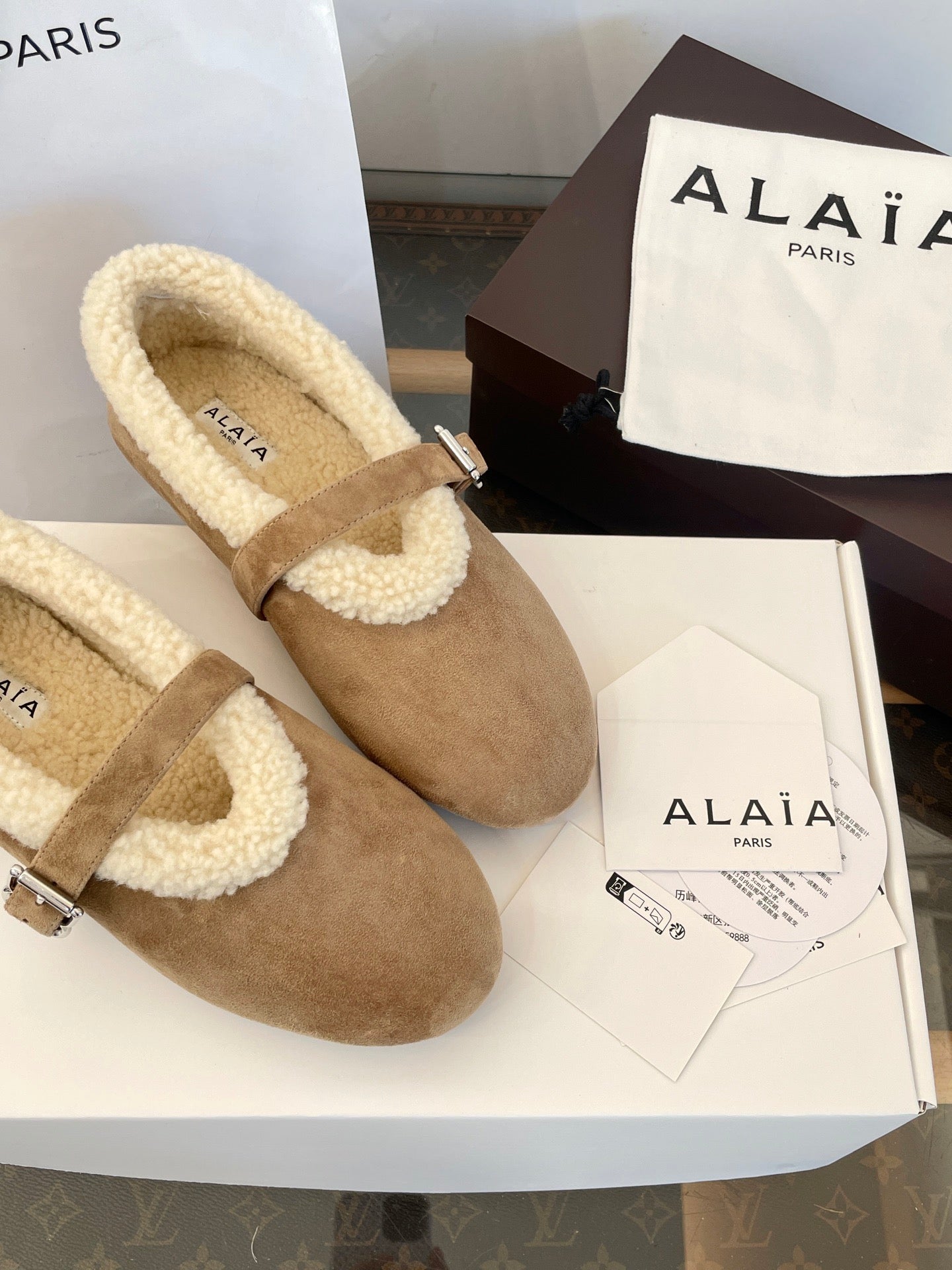 ALAIA FUR BALLET FLATS
