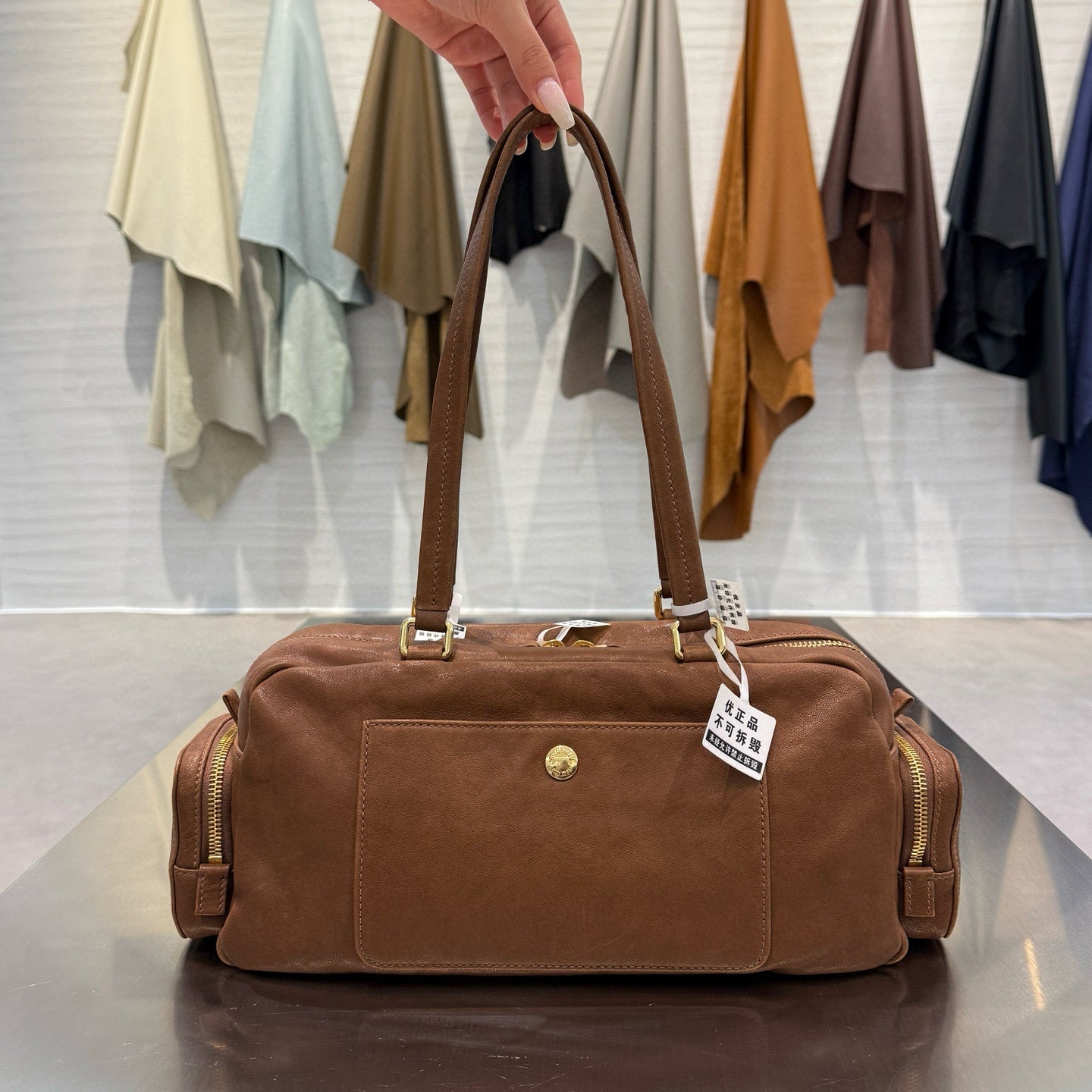 MIU M NAPPA LEATHER TOP HANDLE BAG