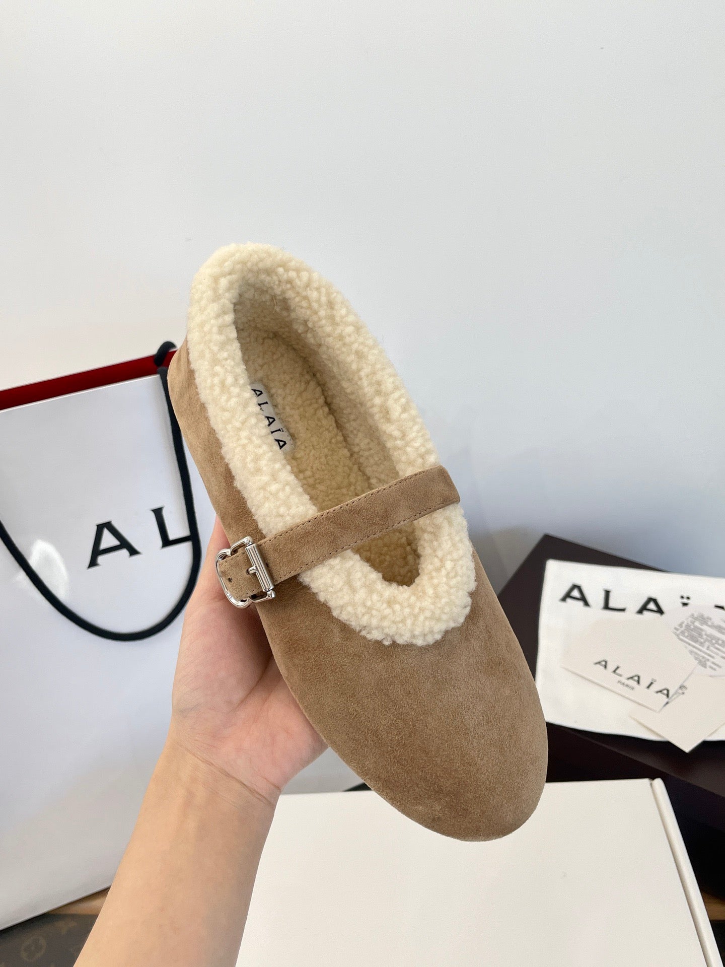 ALAIA FUR BALLET FLATS