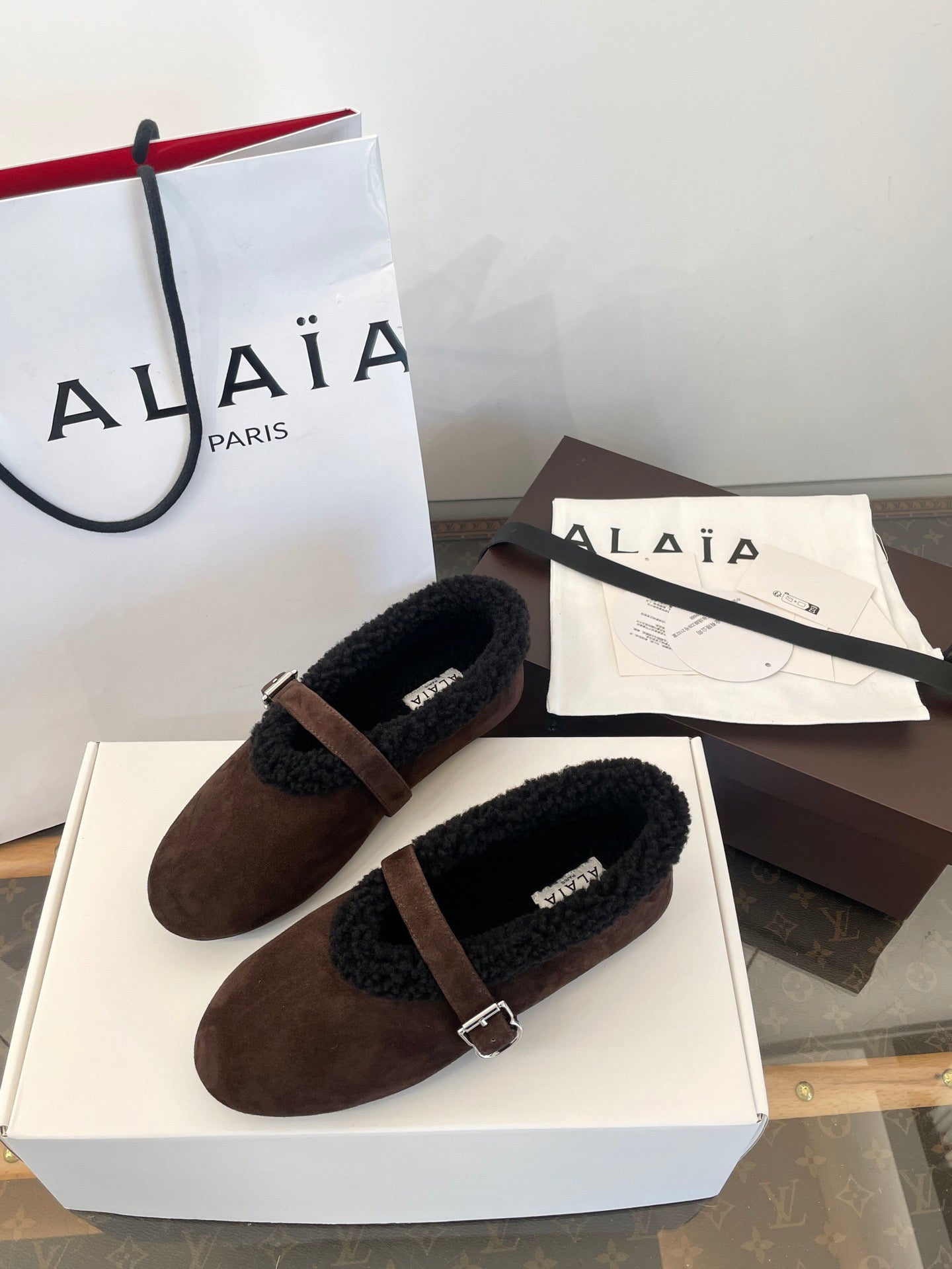 ALAIA FUR BALLET FLATS