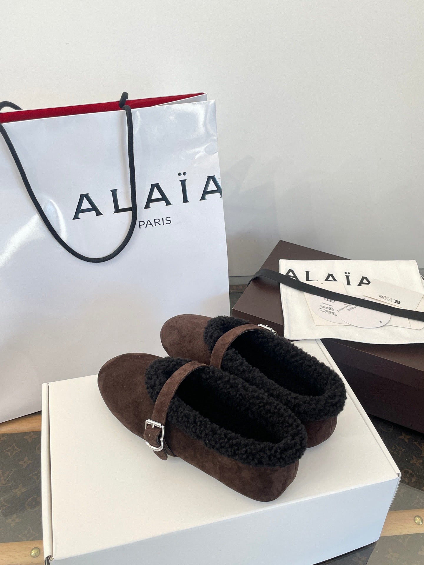 ALAIA FUR BALLET FLATS