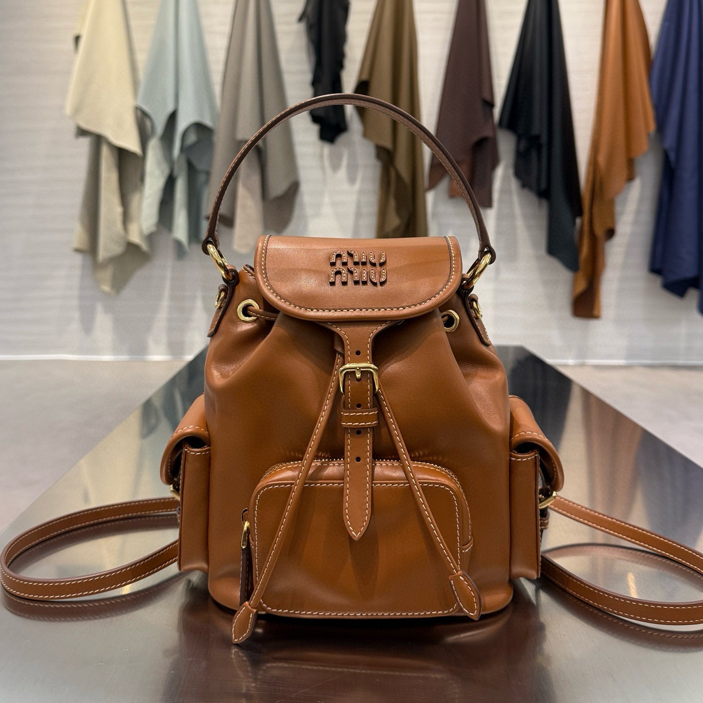 MIU M LEATHER BACKPACK