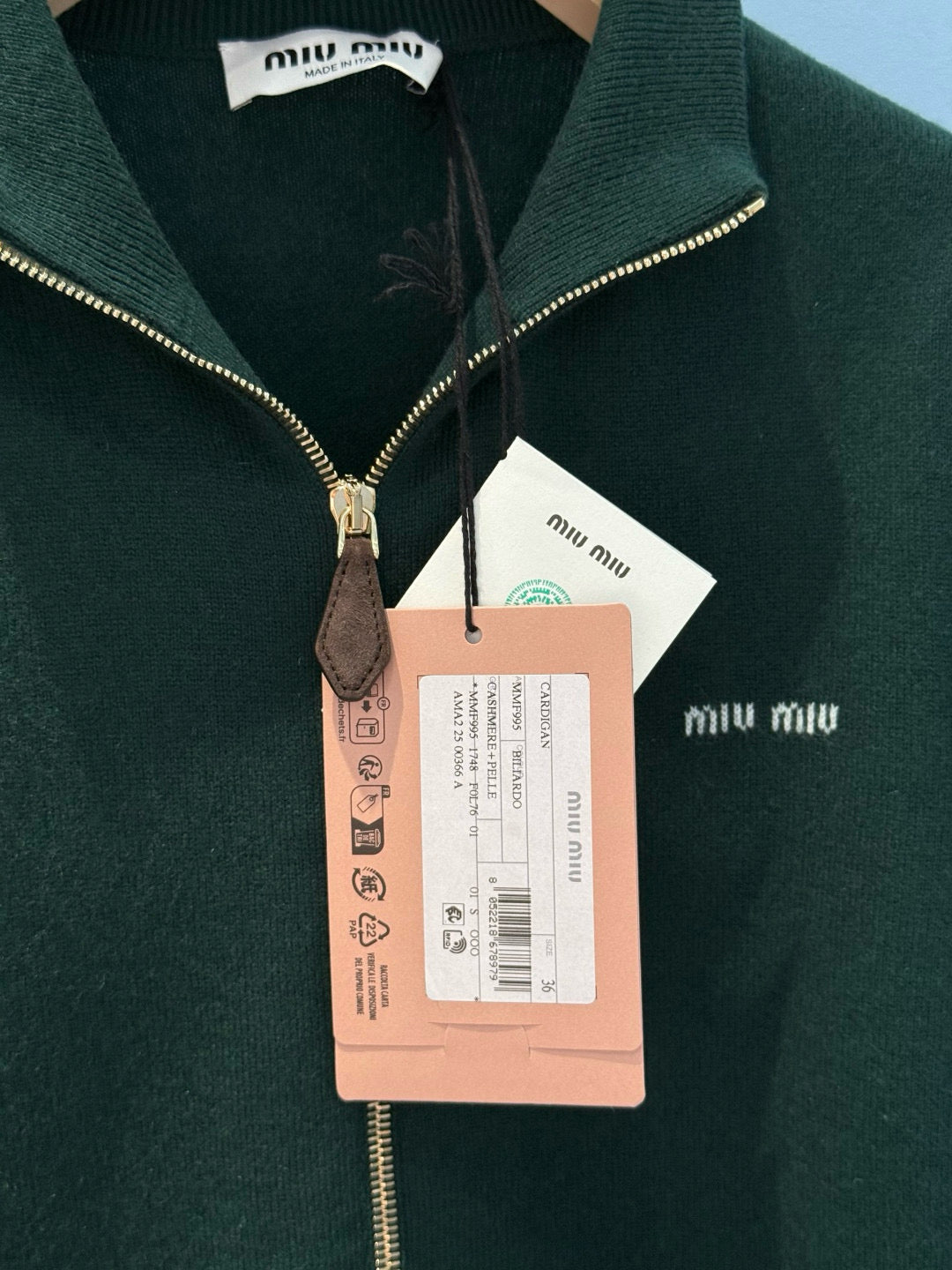 MIU M ZIP CARDIGAN