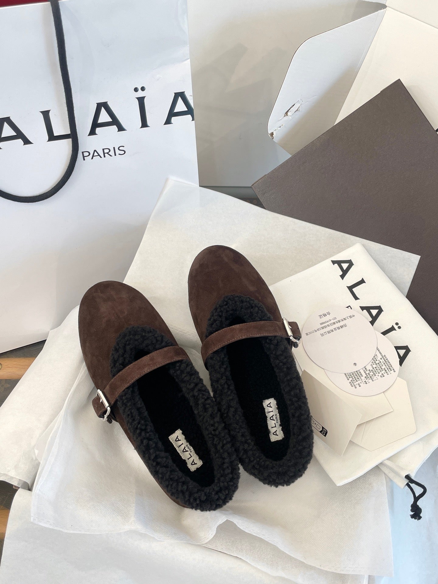 ALAIA FUR BALLET FLATS
