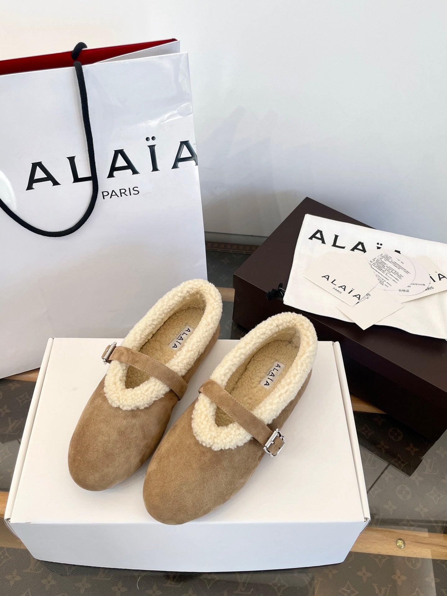 ALAIA FUR BALLET FLATS