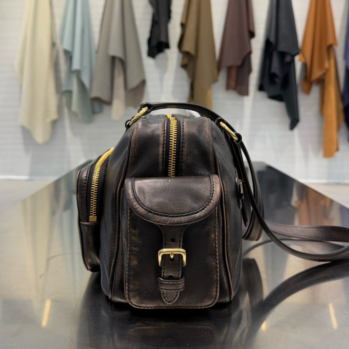 MIU M NAPPA LEATHER TOP HANDLE BAG