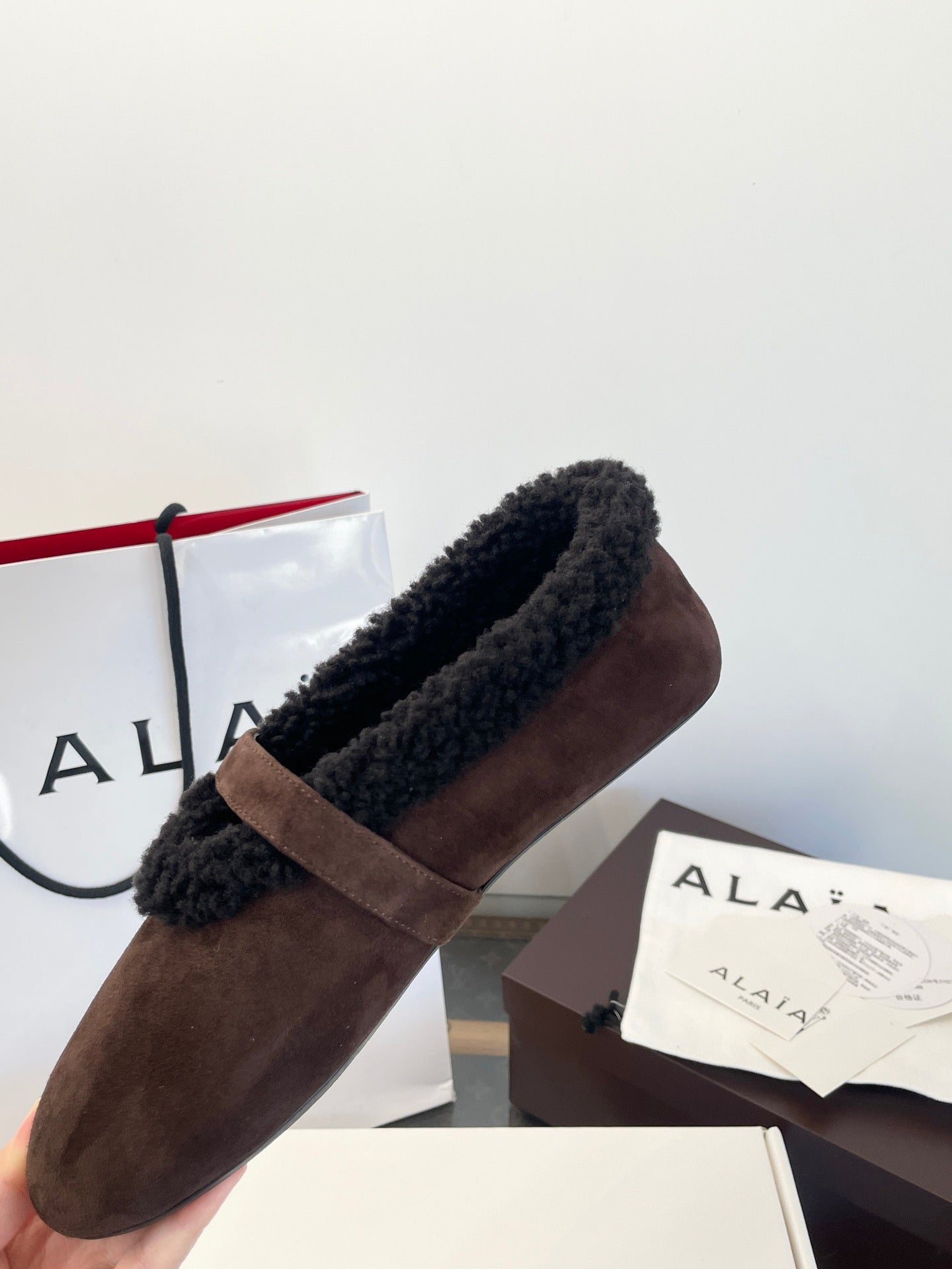 ALAIA FUR BALLET FLATS