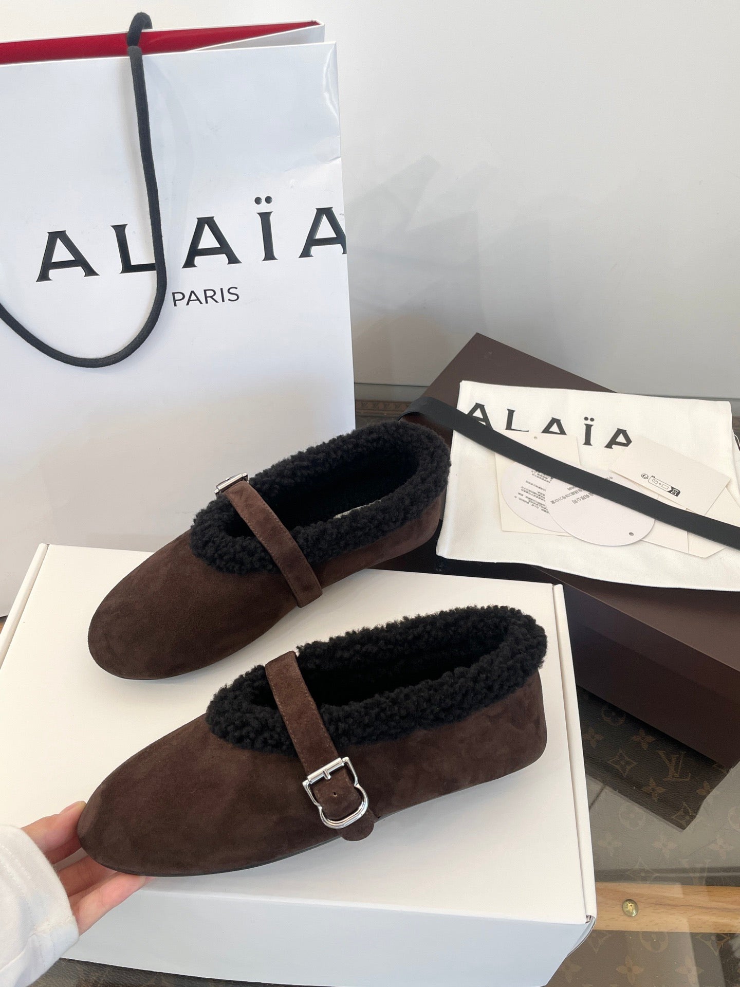 ALAIA FUR BALLET FLATS