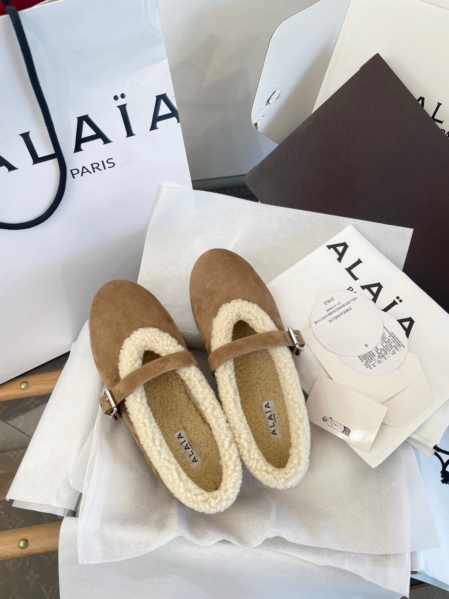 ALAIA FUR BALLET FLATS