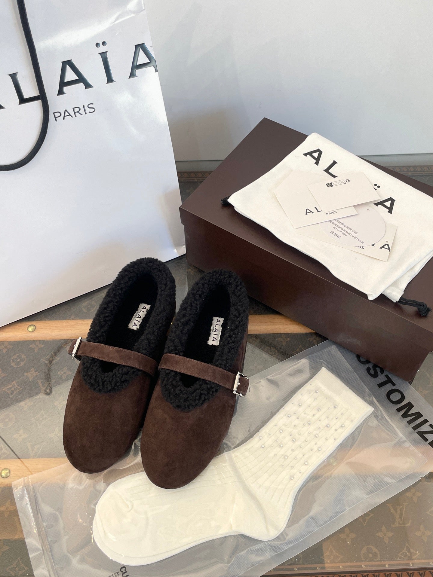 ALAIA FUR BALLET FLATS