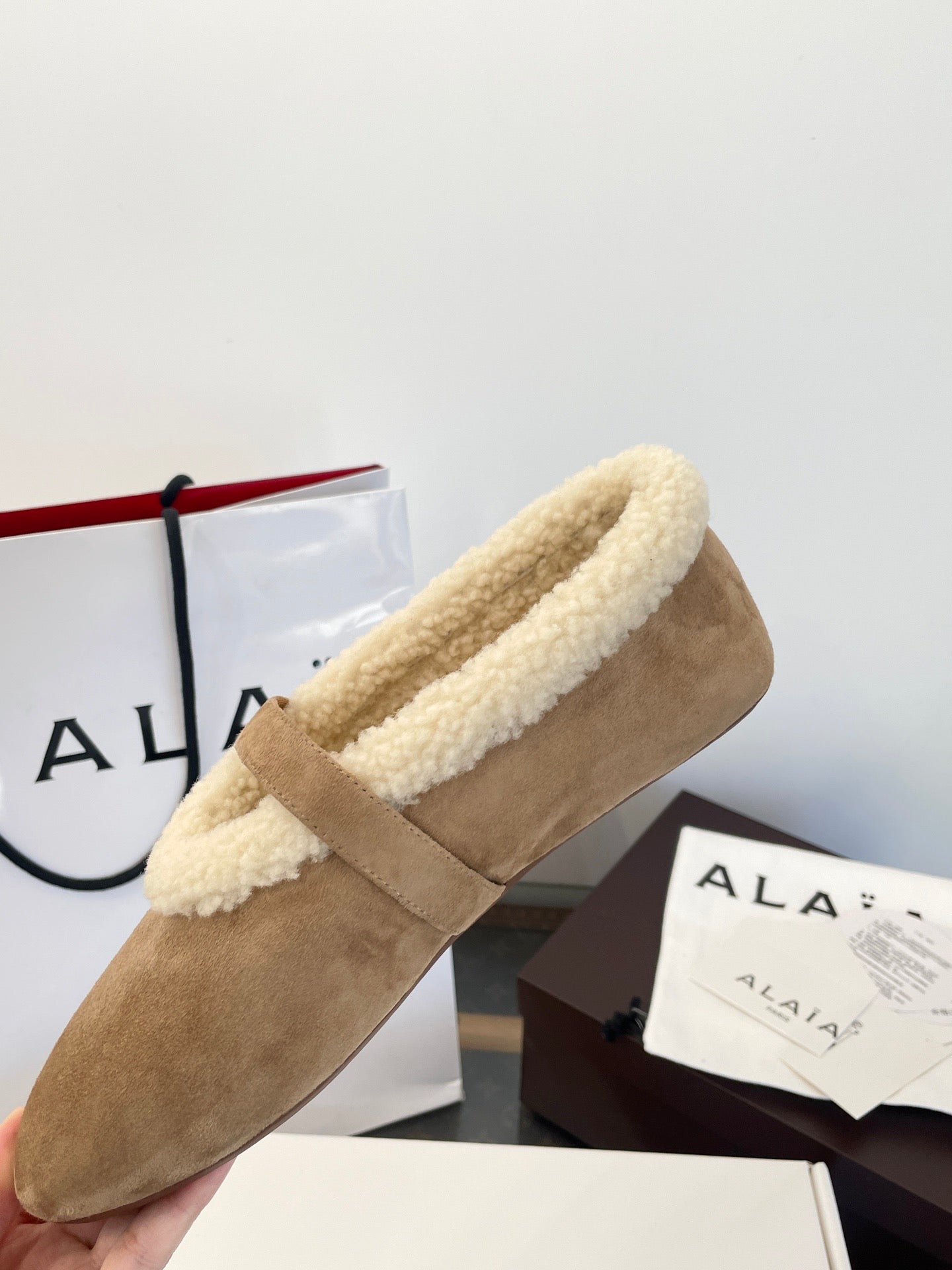 ALAIA FUR BALLET FLATS