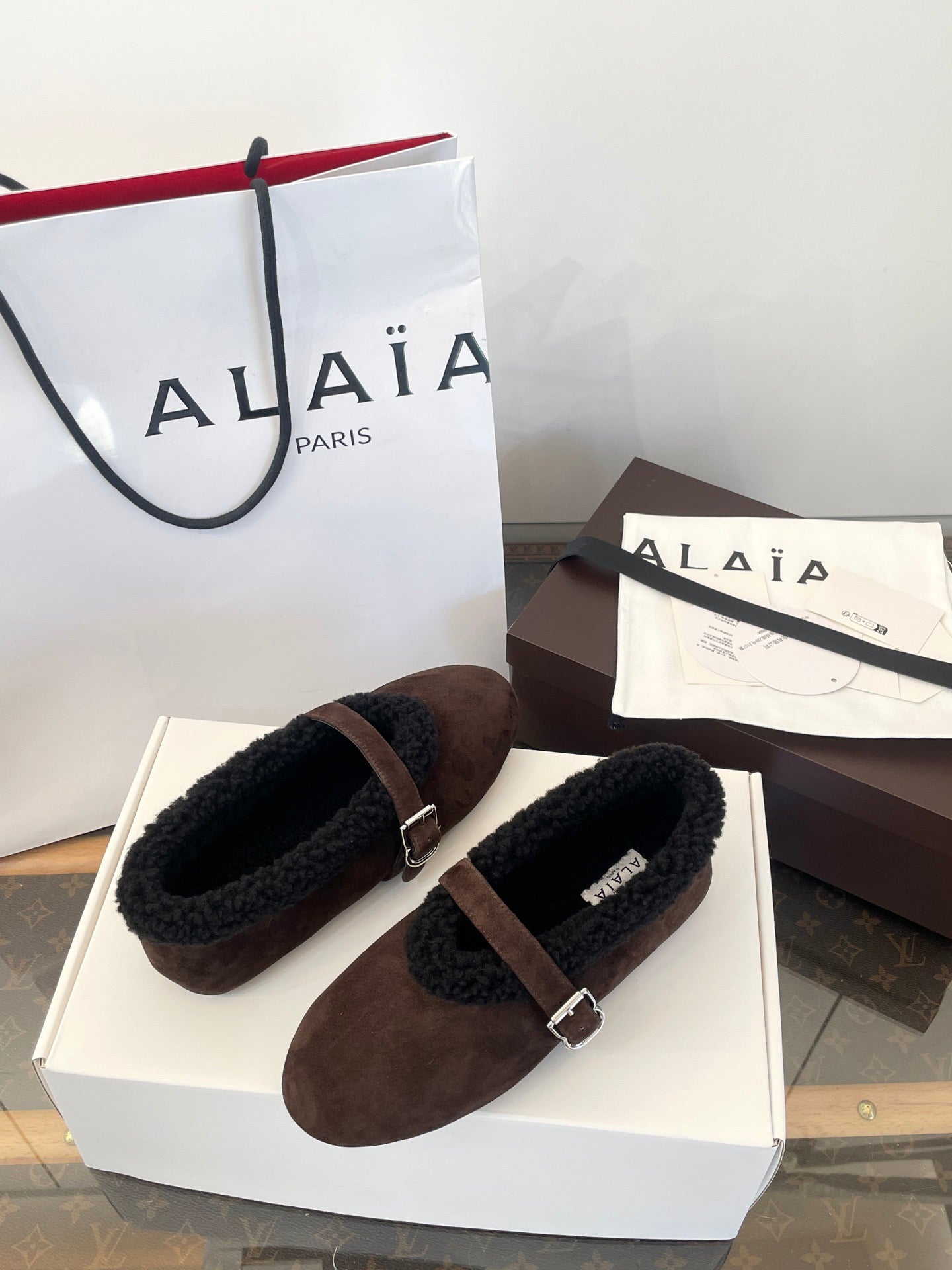 ALAIA FUR BALLET FLATS