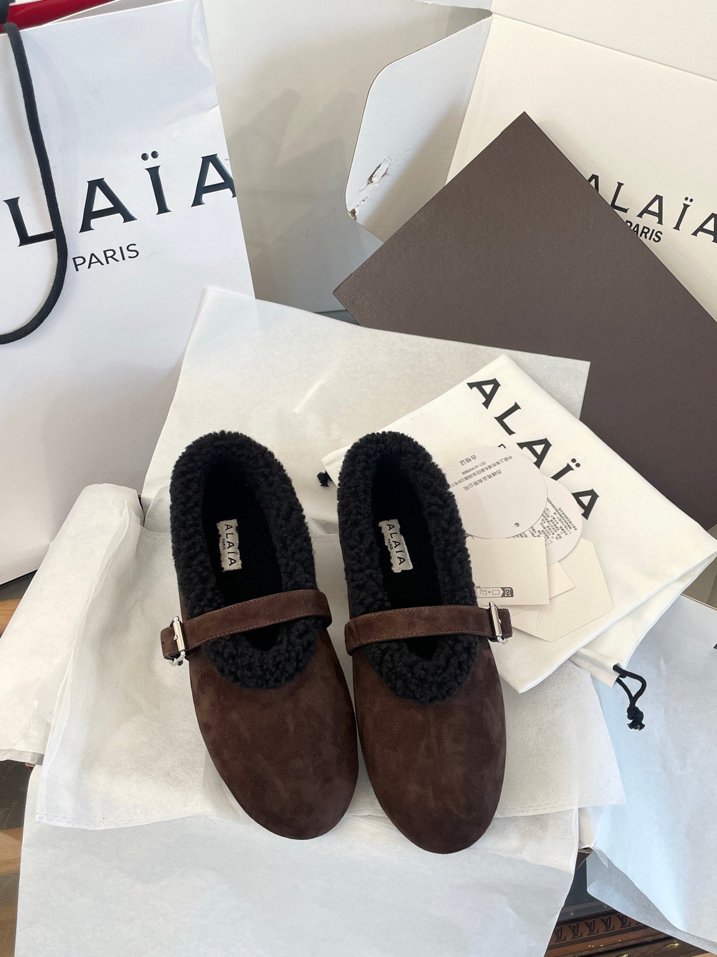 ALAIA FUR BALLET FLATS