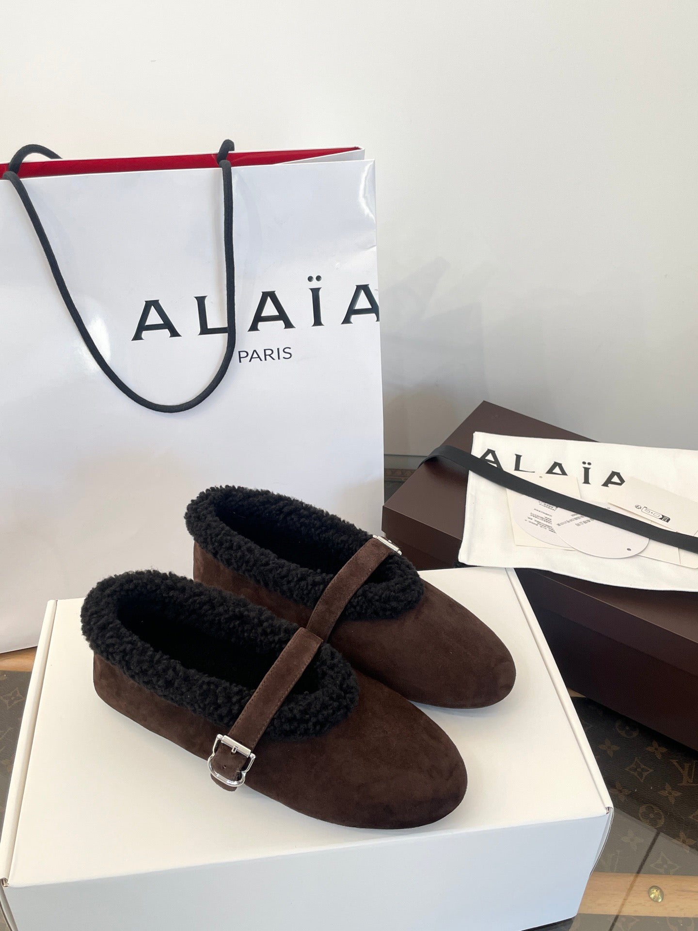 ALAIA FUR BALLET FLATS
