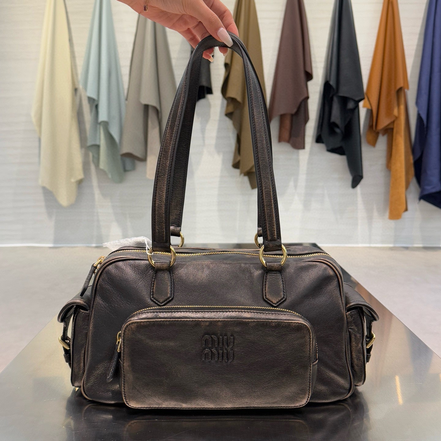 MIU M NAPPA LEATHER TOP HANDLE BAG