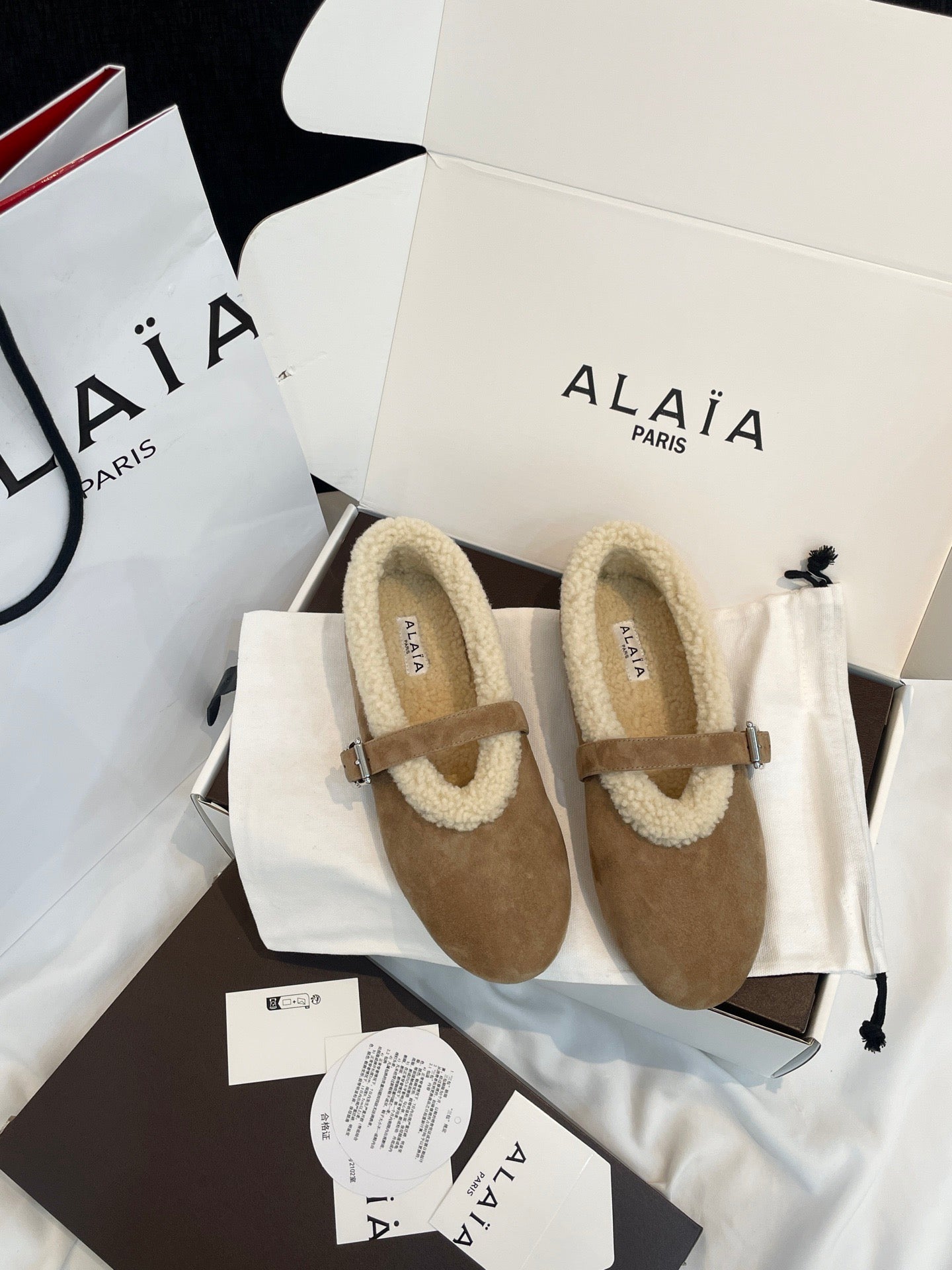 ALAIA FUR BALLET FLATS