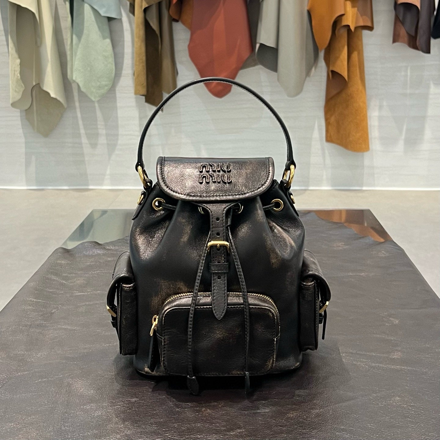 MIU M LEATHER BACKPACK