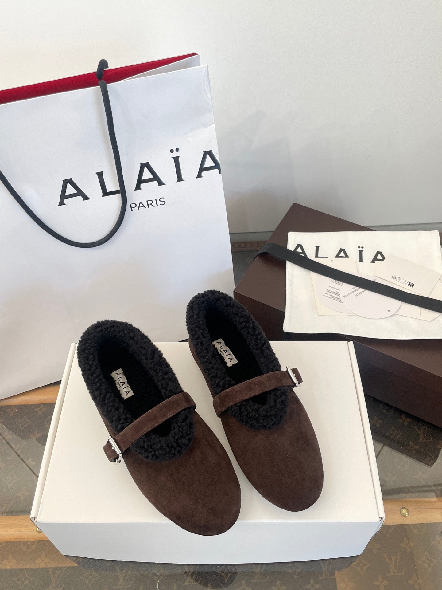 ALAIA FUR BALLET FLATS
