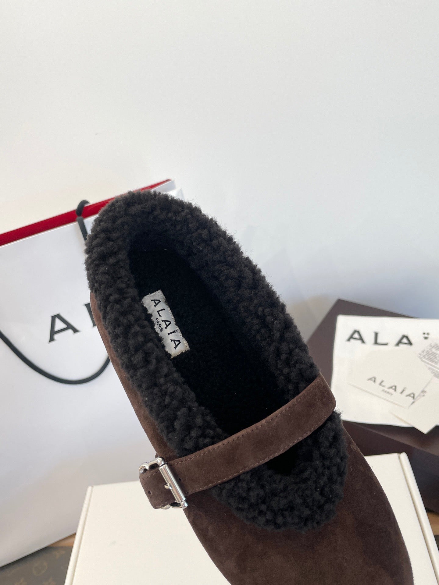 ALAIA FUR BALLET FLATS