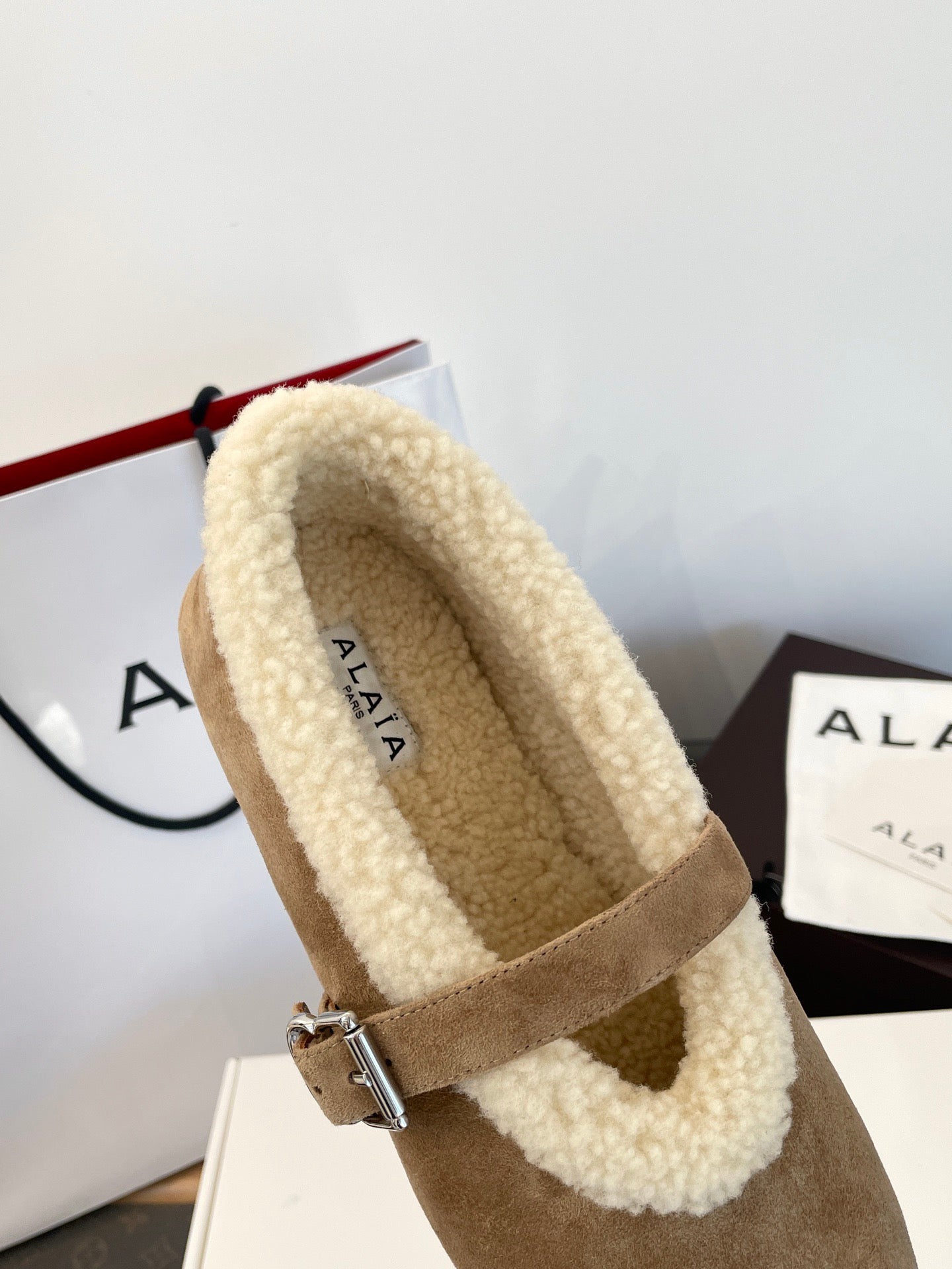 ALAIA FUR BALLET FLATS