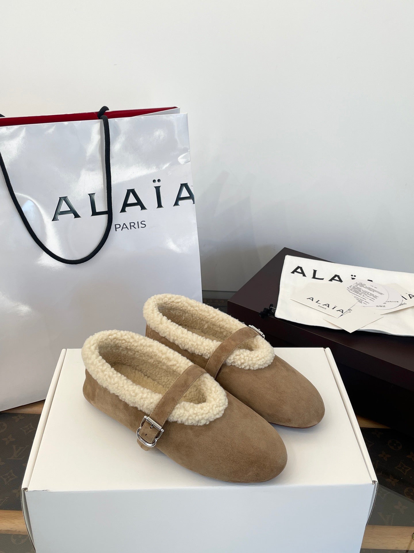 ALAIA FUR BALLET FLATS