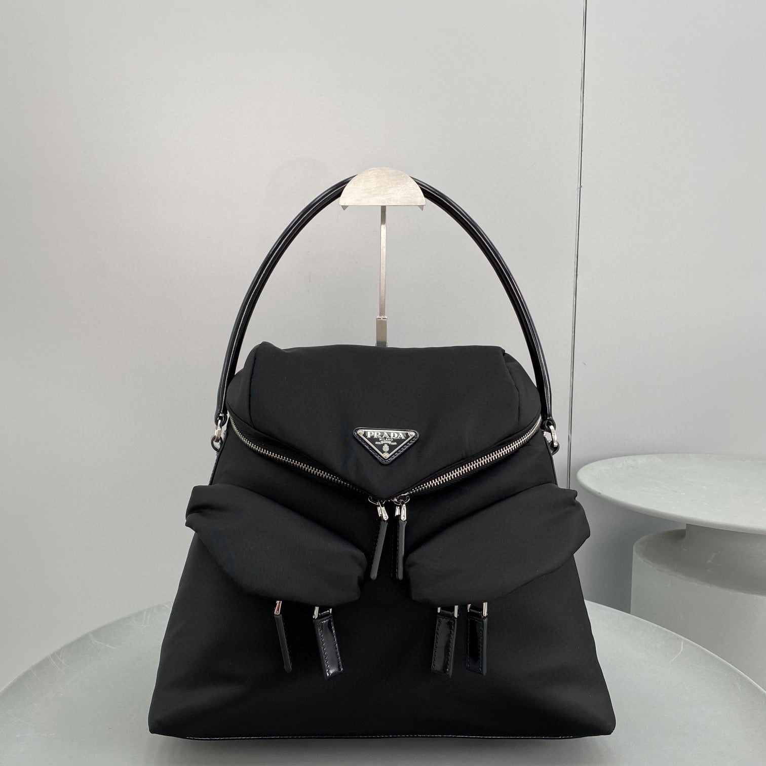 PD SIGNAUX NYLON AND LEATHER HOBO BAG