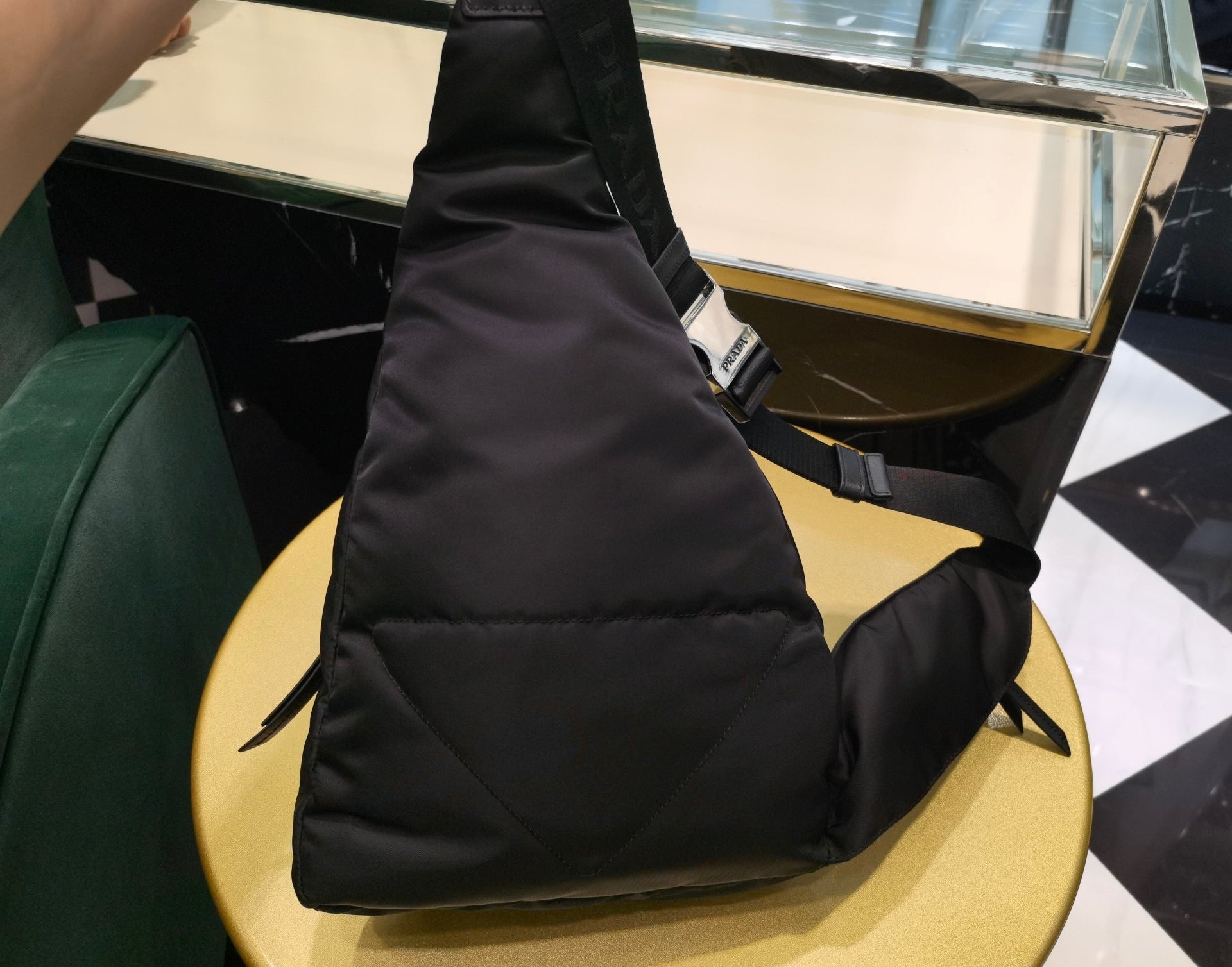 PD RE-NYLON AND LEATHER BACKPACK